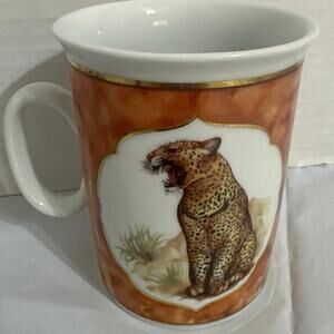 Godinger 1855 Email de Limoges Safari TIGER Tea/Coffee Cup Marked